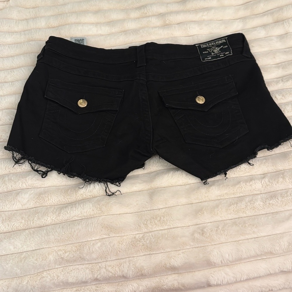 True Religion Women's Black Denim Shorts